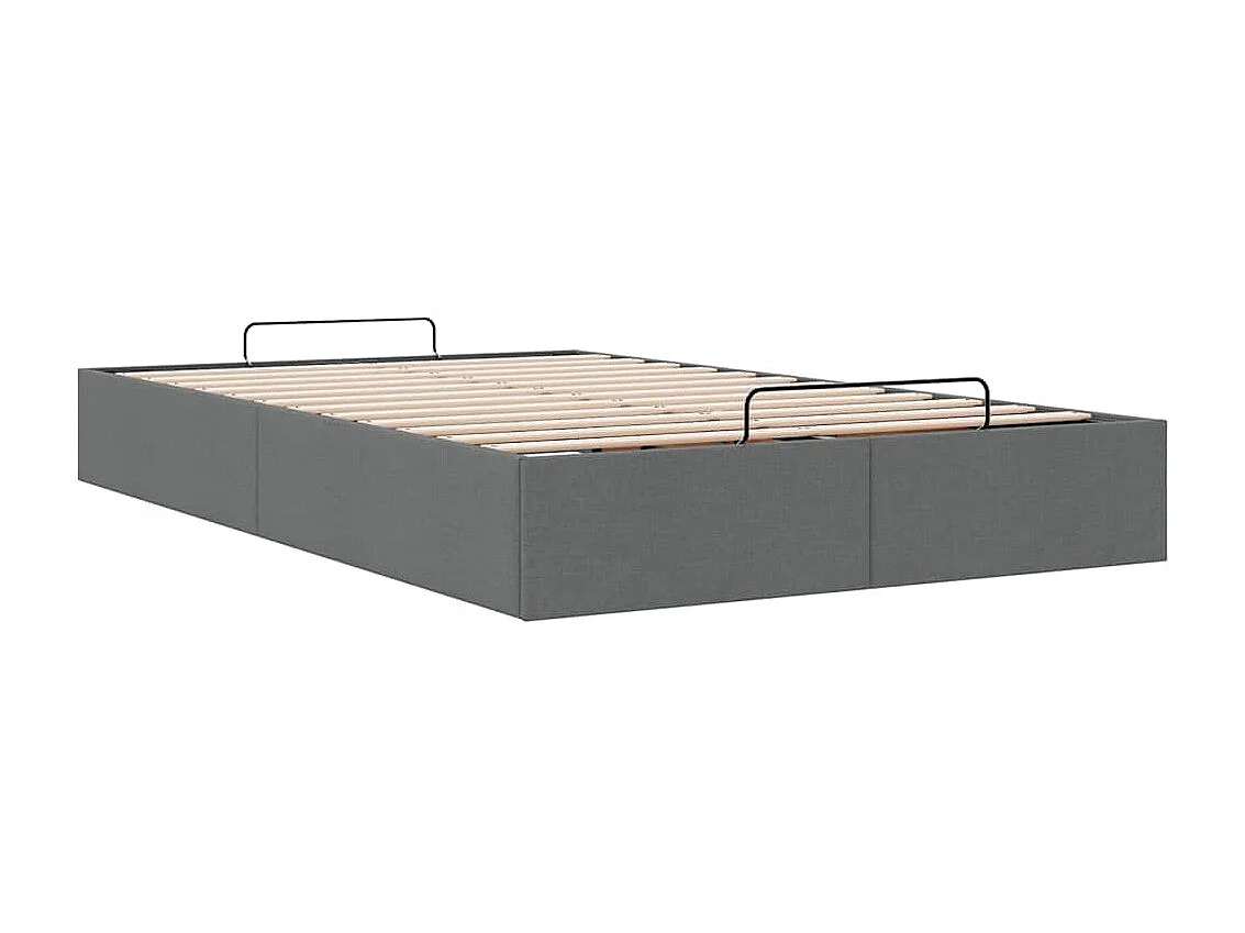 Berkfield Ottoman Bed Frame without Mattress Dark Grey Double Fabric