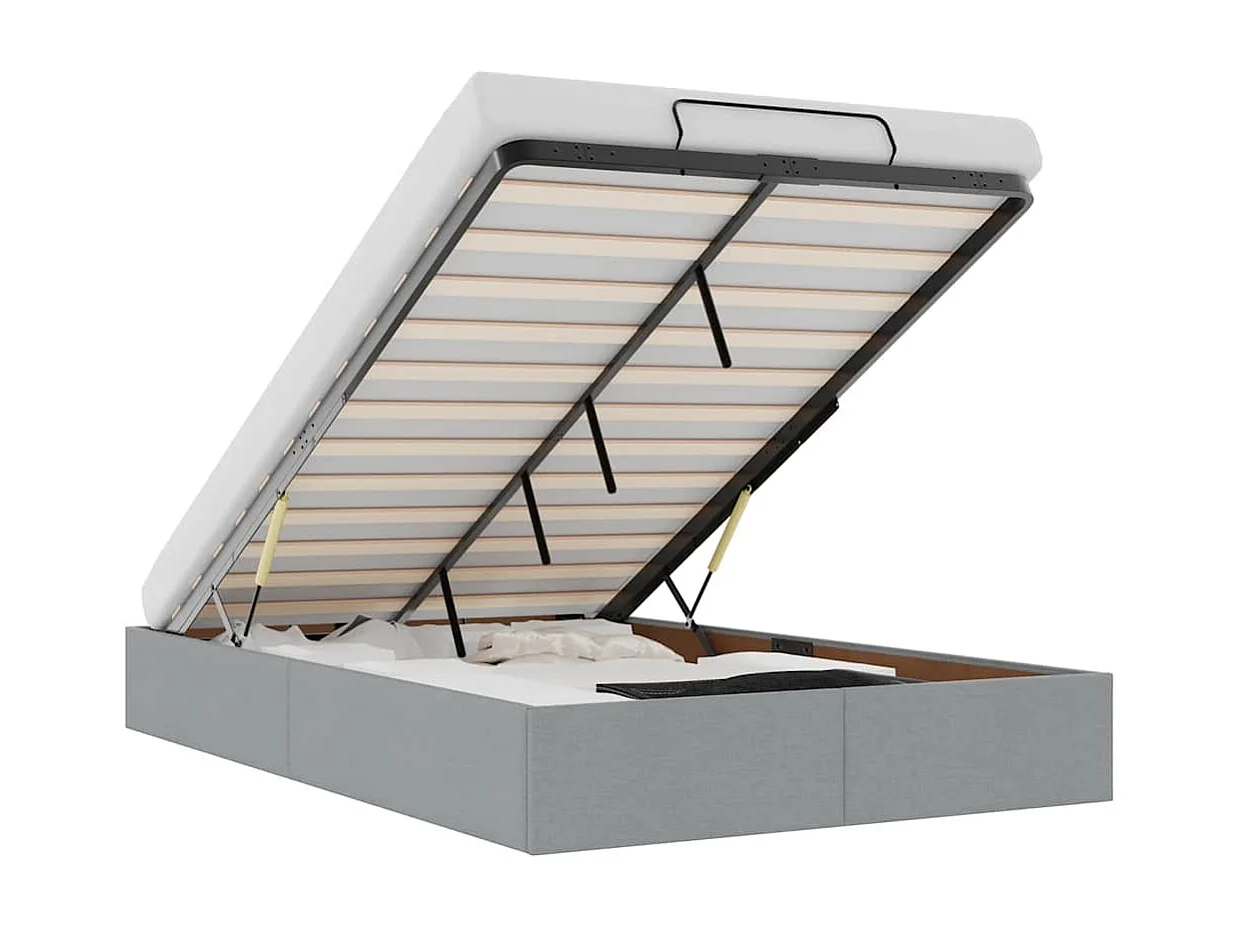 Berkfield Ottoman Bed Frame without Mattress Light Grey Double Fabric