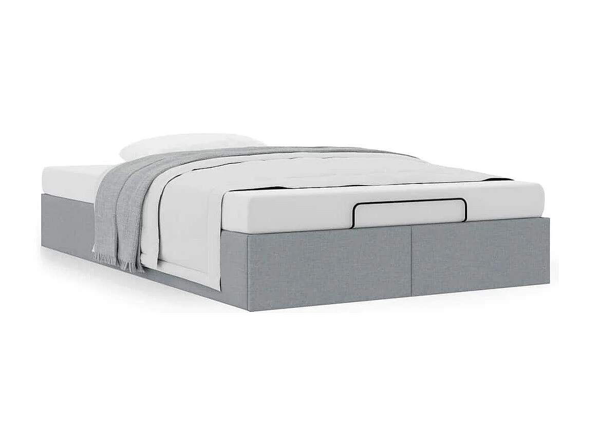 Berkfield Ottoman Bed Frame without Mattress Light Grey Double Fabric