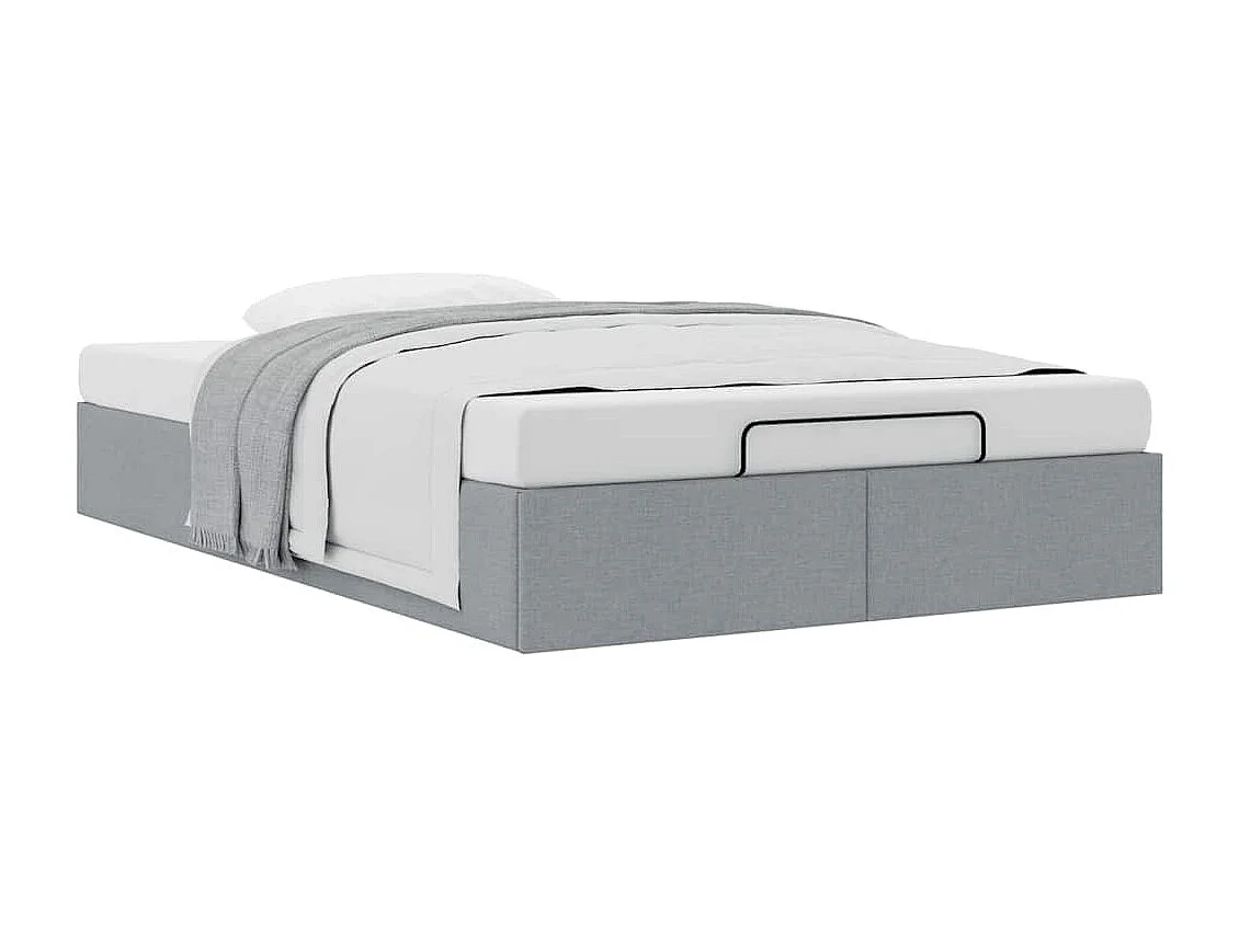 Berkfield Ottoman Bed Frame without Mattress Light Grey Double Fabric