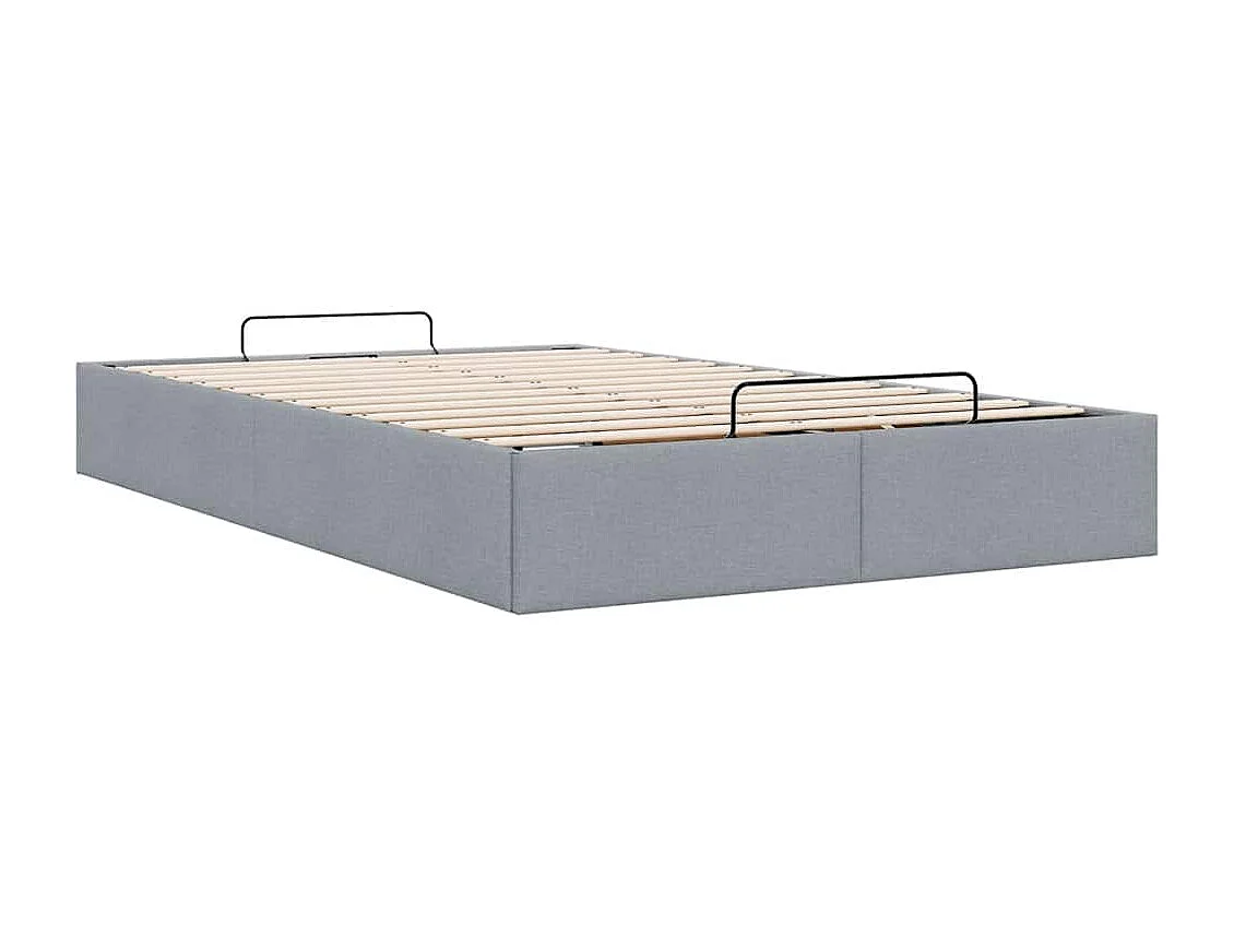 Berkfield Ottoman Bed Frame without Mattress Light Grey Double Fabric