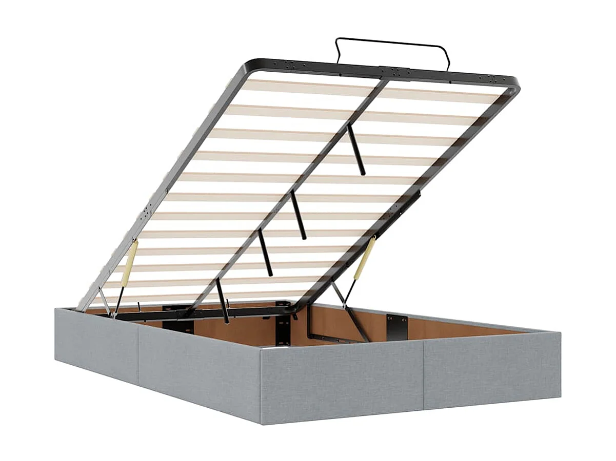 Berkfield Ottoman Bed Frame without Mattress Light Grey Double Fabric