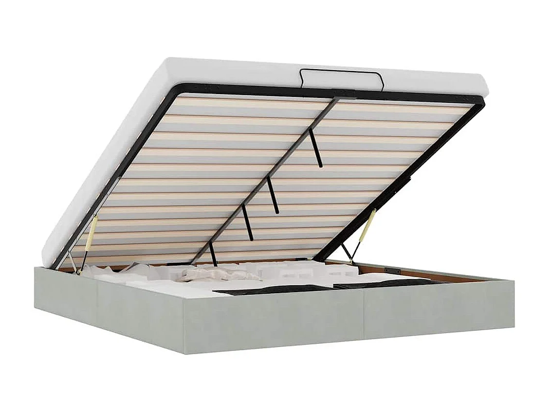 Berkfield Ottoman Bed Frame No Mattress Light Grey Super King Velvet