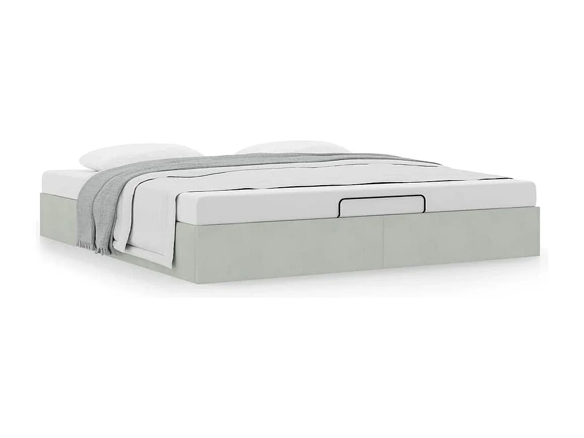 Berkfield Ottoman Bed Frame No Mattress Light Grey Super King Velvet