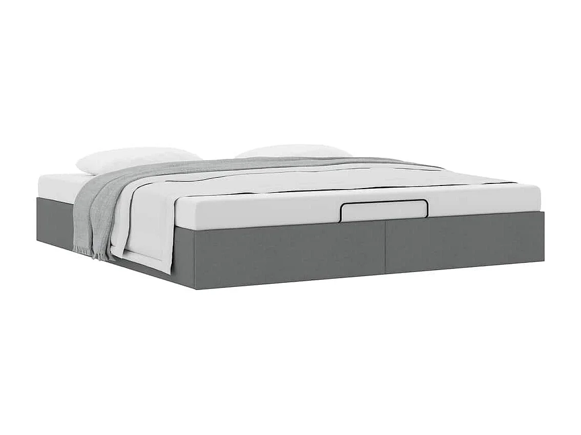 Berkfield Ottoman Bed Frame without Mattress Dark Grey Super King Fabric