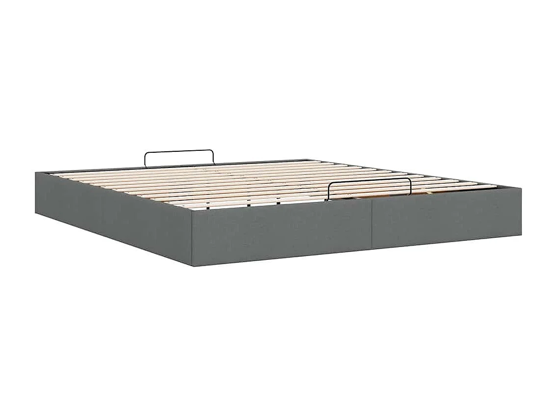 Berkfield Ottoman Bed Frame without Mattress Dark Grey Super King Fabric