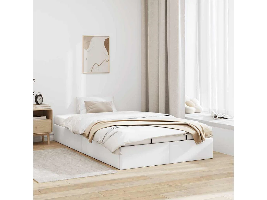 Berkfield Ottoman Bed Frame without Mattress White Double Faux Leather