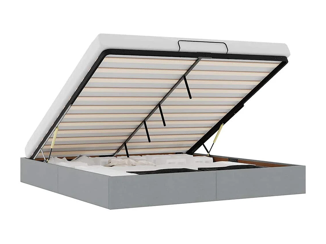 Berkfield Ottoman Bed Frame without Mattress Light Grey Super King Fabric