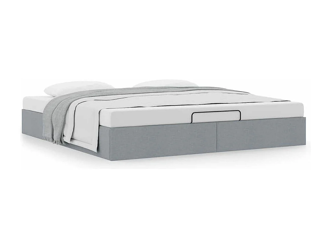 Berkfield Ottoman Bed Frame without Mattress Light Grey Super King Fabric