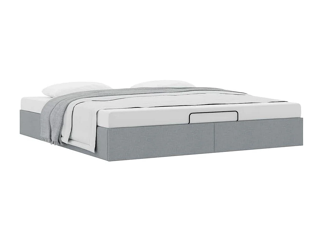 Berkfield Ottoman Bed Frame without Mattress Light Grey Super King Fabric
