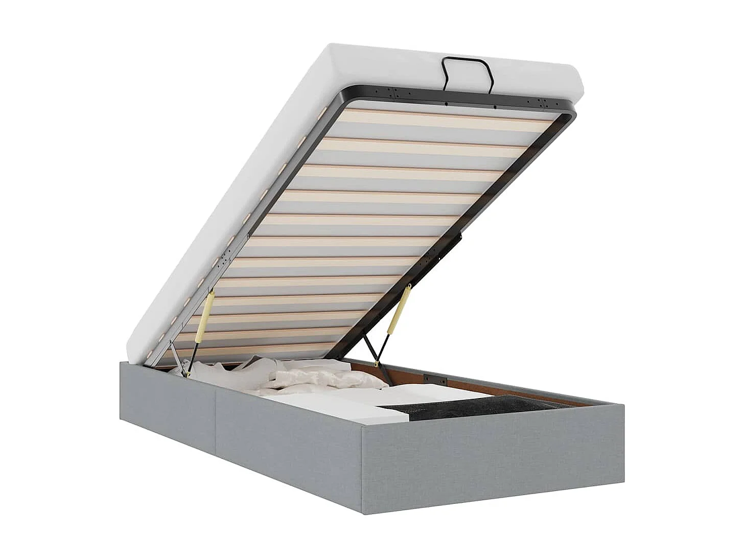 Berkfield Ottoman Bed Frame without Mattress Light Grey Single Fabric