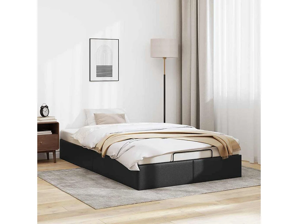 Berkfield Ottoman Bed Frame without Mattress Black Double Faux Leather