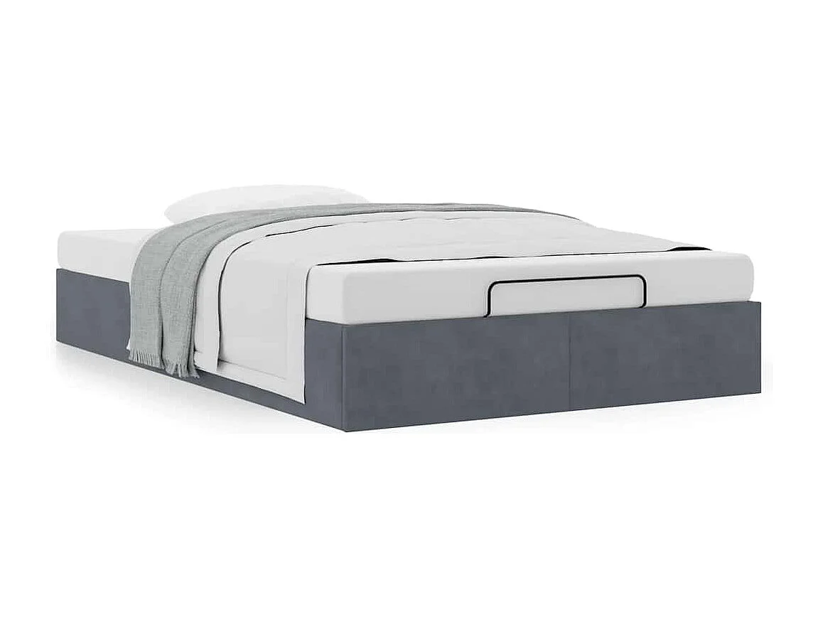 Berkfield Ottoman Bed Frame No Mattress Dark Grey Double Velvet