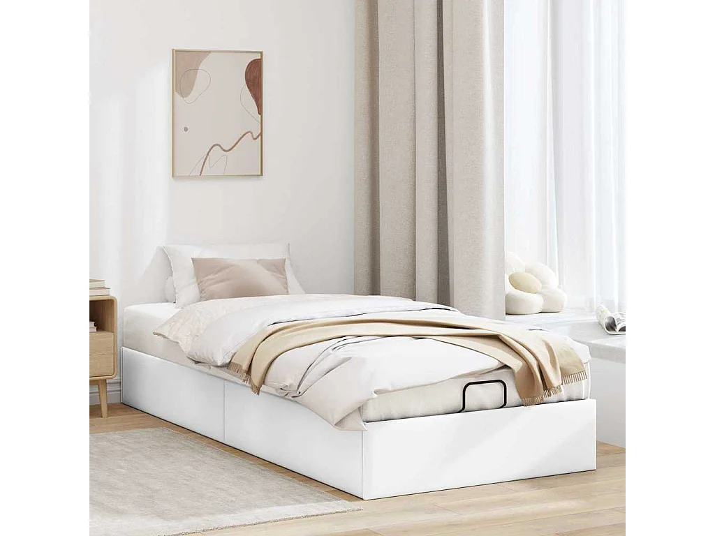 Berkfield Ottoman Bed Frame without Mattress White Single Faux Leather