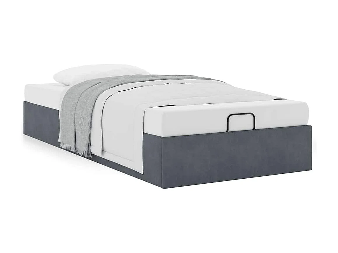 Berkfield Ottoman Bed Frame No Mattress Dark Grey Single Velvet