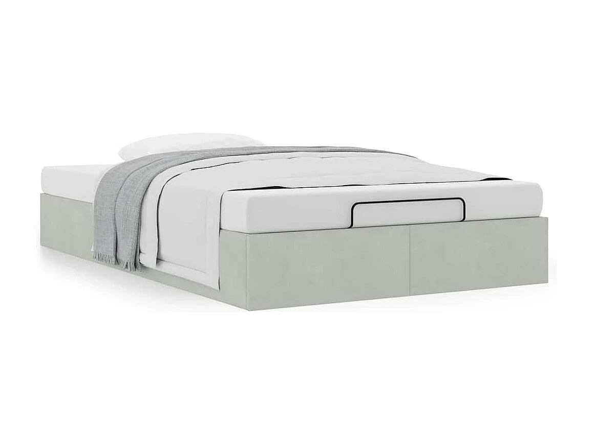 Berkfield Ottoman Bed Frame No Mattress Light Grey Double Velvet