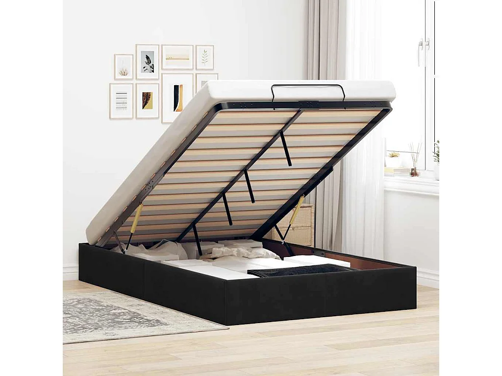 Berkfield Ottoman Bed Frame No Mattress Black Double Velvet