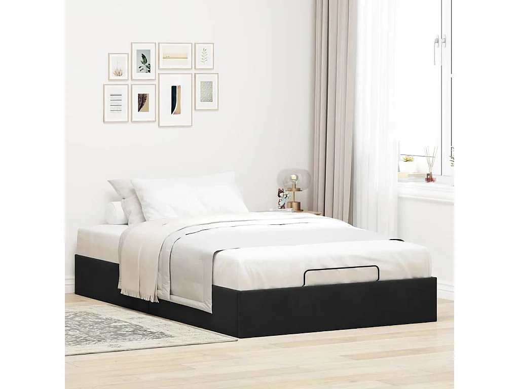 Berkfield Ottoman Bed Frame No Mattress Black Double Velvet