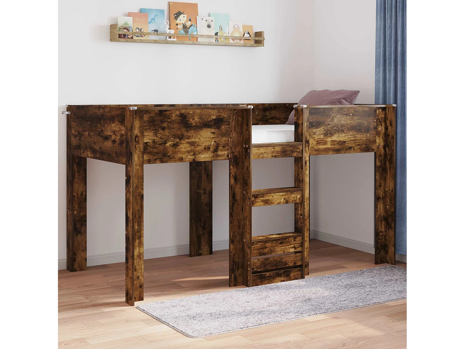 Berkfield Bunk Bed for Kids Smoked Oak 100 x 200 cm Engineered wood