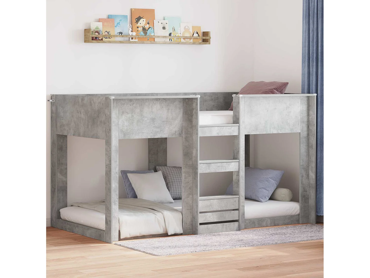 Berkfield Bunk Bed for Kids Concrete Grey 100 x 200 cm Engineered Wood