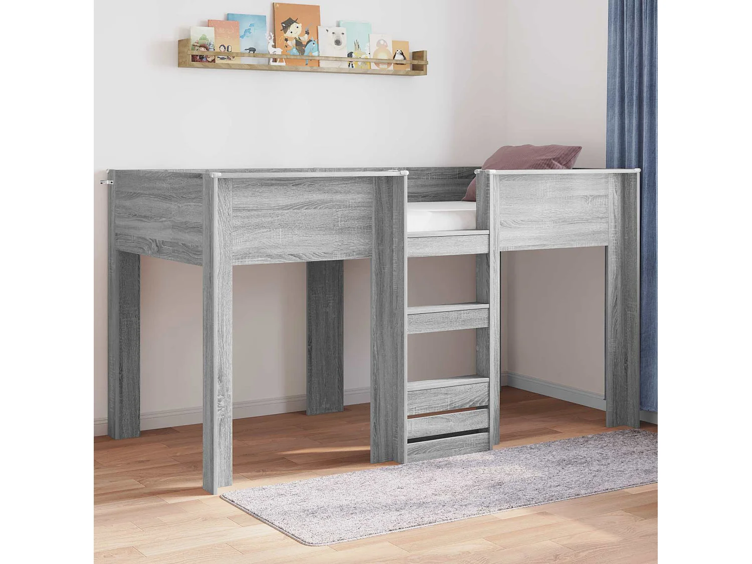Berkfield Bunk Bed for Kids Grey Sonoma 100 x 200 cm Engineered wood