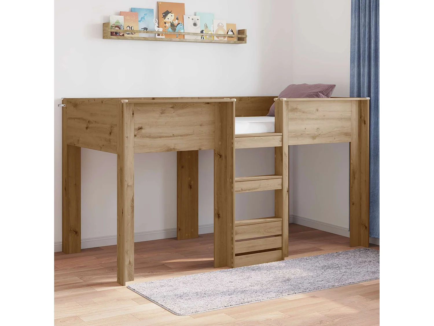 Berkfield Bunk Bed for Kids Artisan Oak 100 x 200 cm Engineered wood