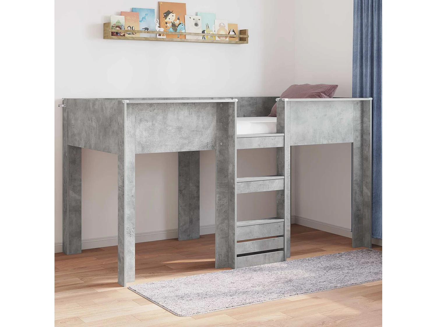 Berkfield Bunk Bed for Kids Concrete Grey 100 x 200 cm Engineered wood