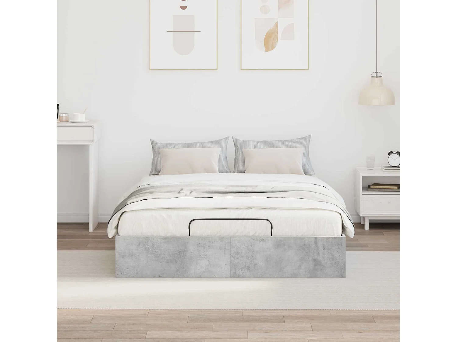 Berkfield Ottoman Bed Frame Concrete Grey 120 x 200 cm Engineered Wood