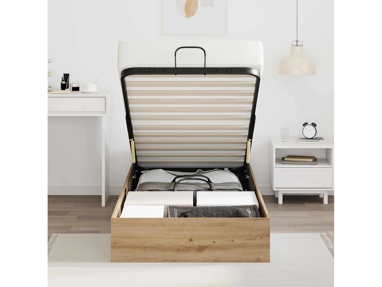 Berkfield Ottoman Bed Frame Artisan Oak 80.5 x 200 cm Engineered Wood
