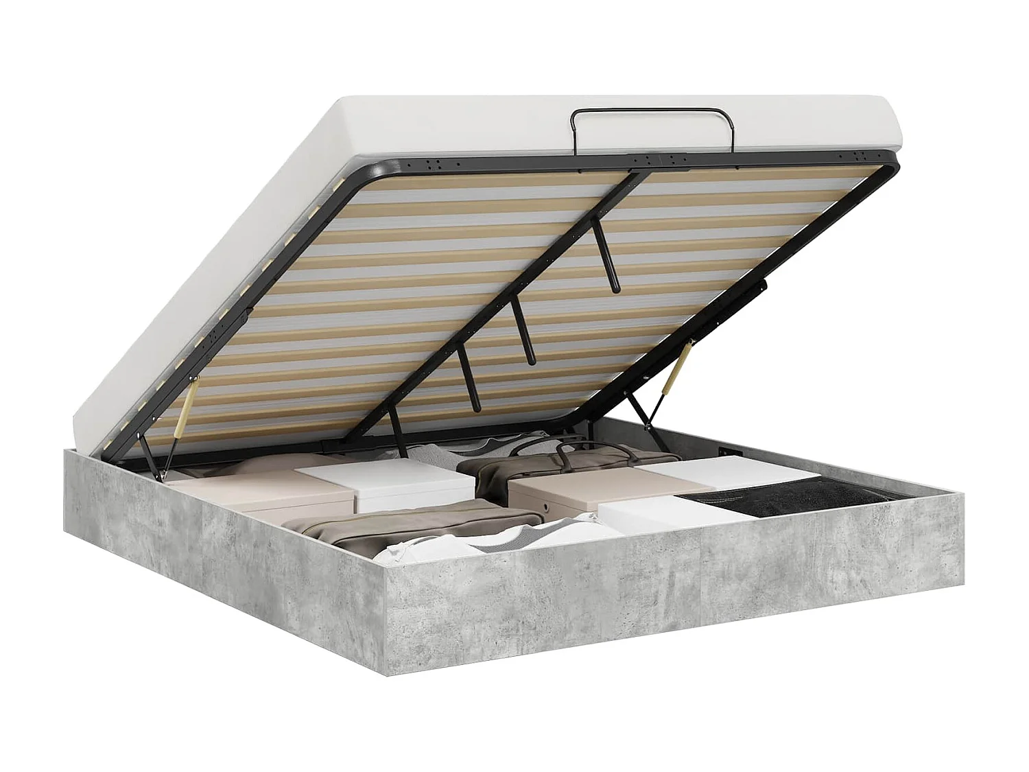 Berkfield Ottoman Bed Frame Concrete Grey 160 x 200 cm Engineered Wood