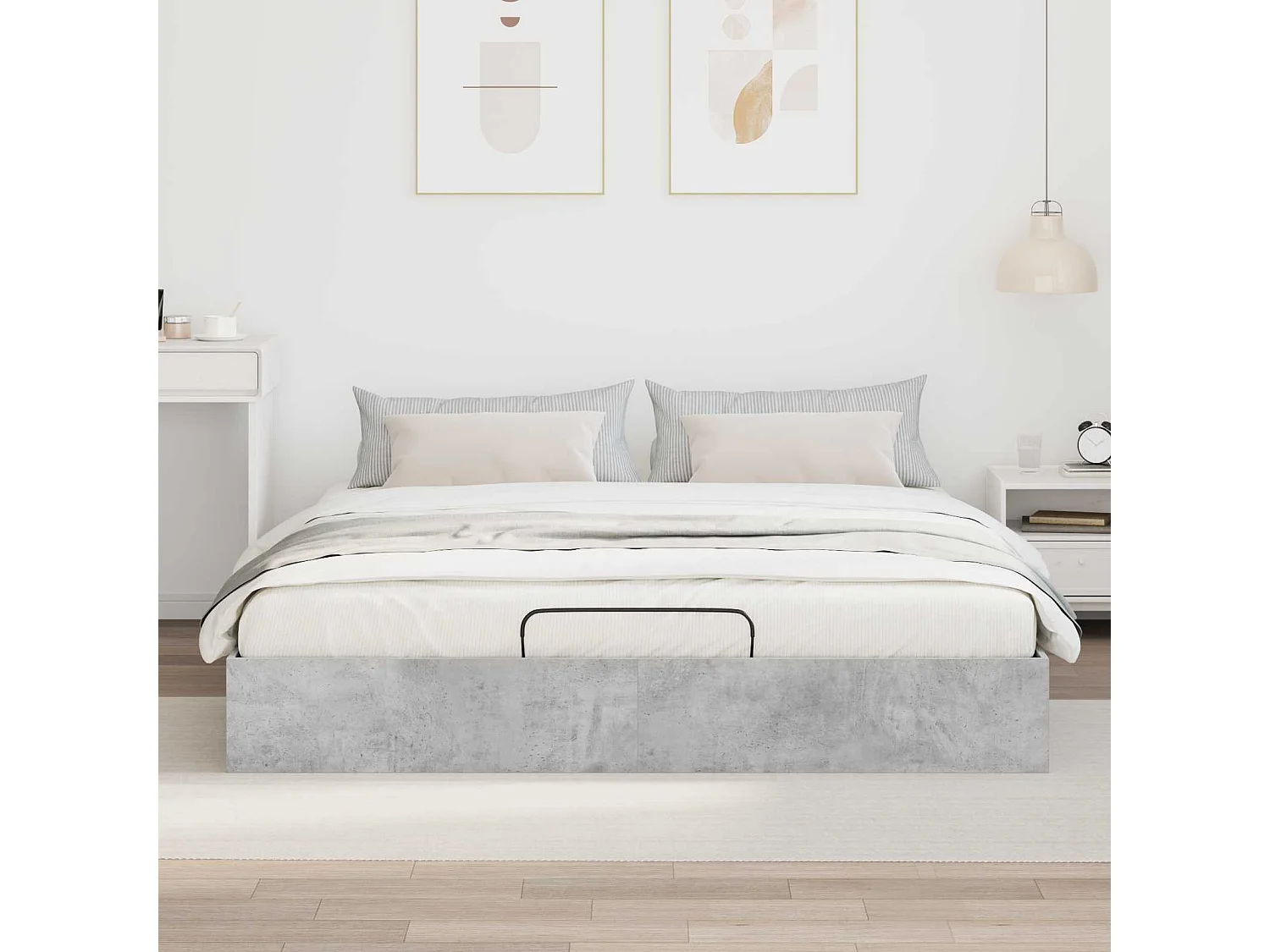 Berkfield Ottoman Bed Frame Concrete Grey 160 x 200 cm Engineered Wood