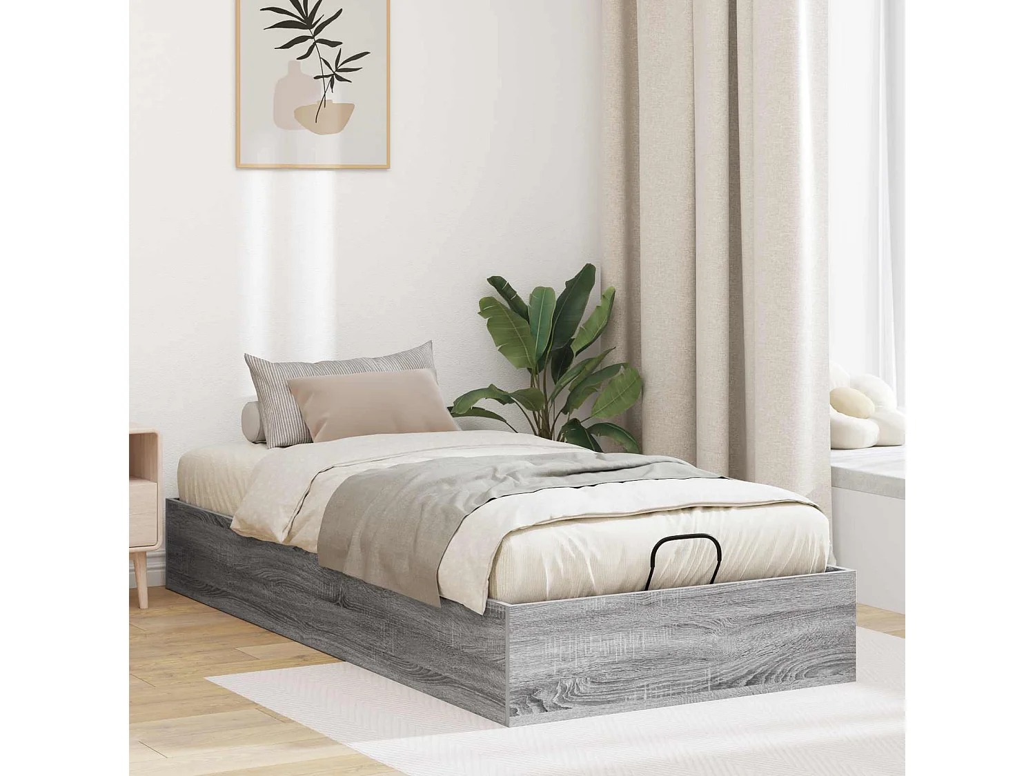Berkfield Ottoman Bed Frame Grey Sonoma 80.5 x 200 cm Engineered Wood