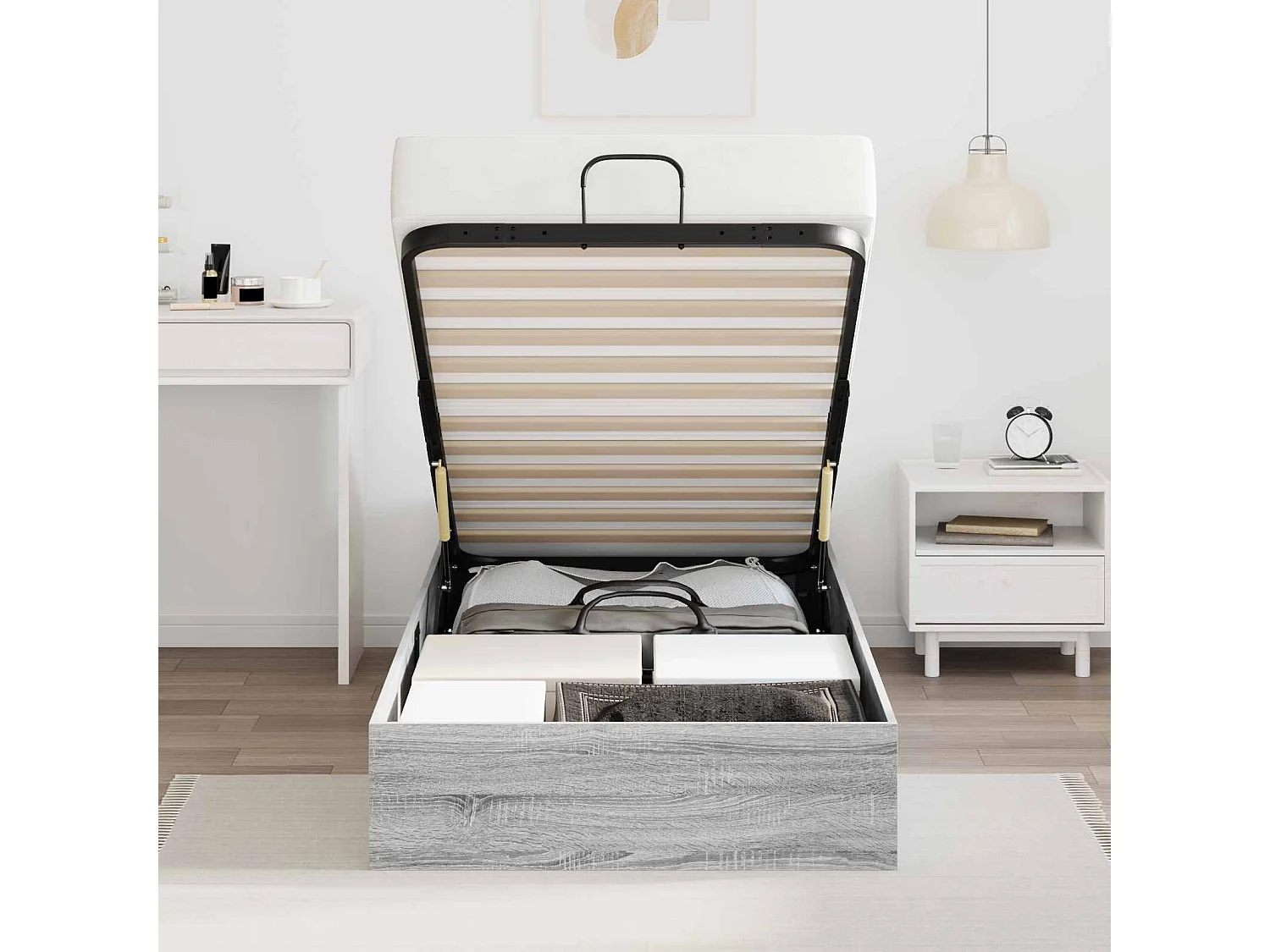 Berkfield Ottoman Bed Frame Grey Sonoma 80.5 x 200 cm Engineered Wood