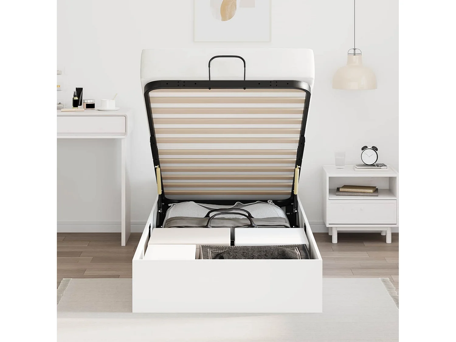 Berkfield Ottoman Bed Frame White 80.5 x 200 cm Engineered Wood