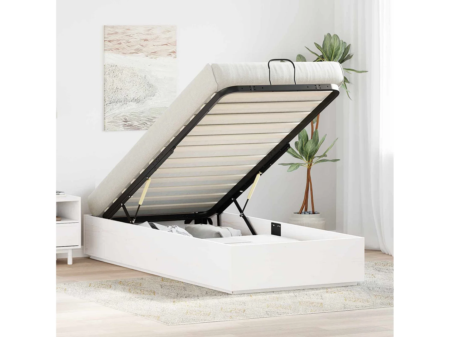 Berkfield Ottoman Bed Frame White 80 x 200 cm Solid Pine Wood