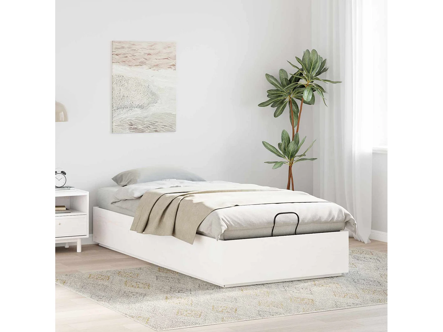 Berkfield Ottoman Bed Frame White 80 x 200 cm Solid Pine Wood