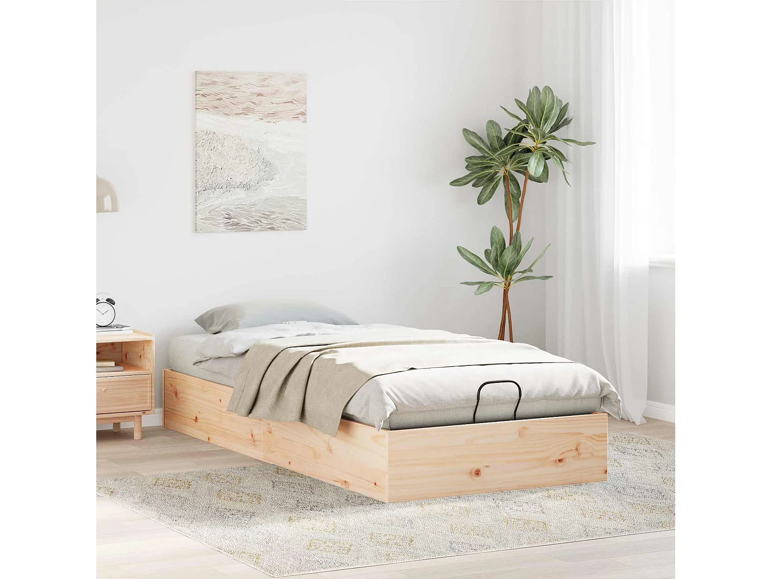 Berkfield Ottoman Bed Frame with Storage Natural 70 x 190 cm