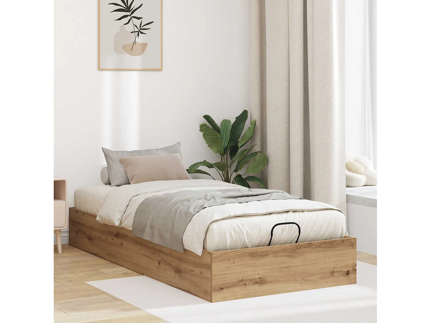 Berkfield Ottoman Bed Frame Artisan Oak 90 x 200 cm Engineered Wood