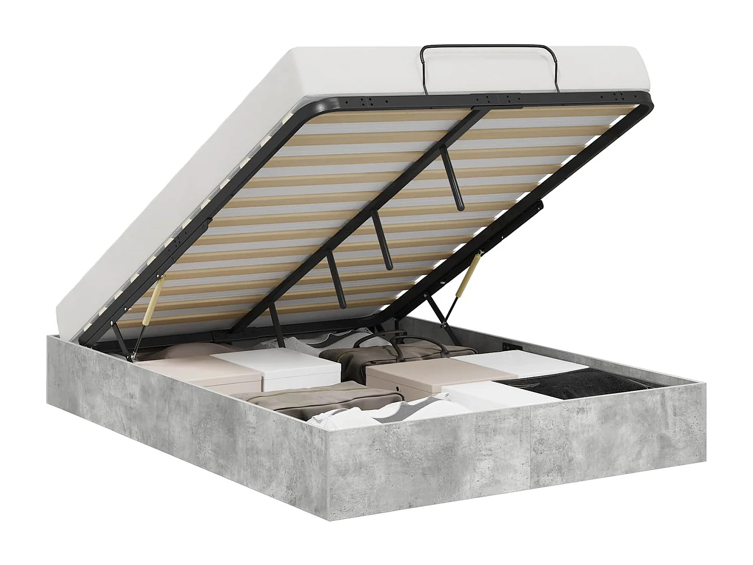Berkfield Ottoman Bed Frame Concrete Grey 120 x 190 cm Engineered Wood