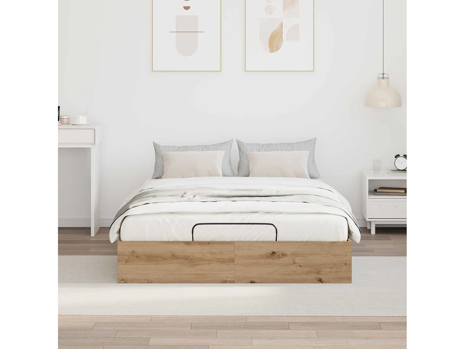 Berkfield Ottoman Bed Frame Artisan Oak 135 x 190 cm Engineered Wood
