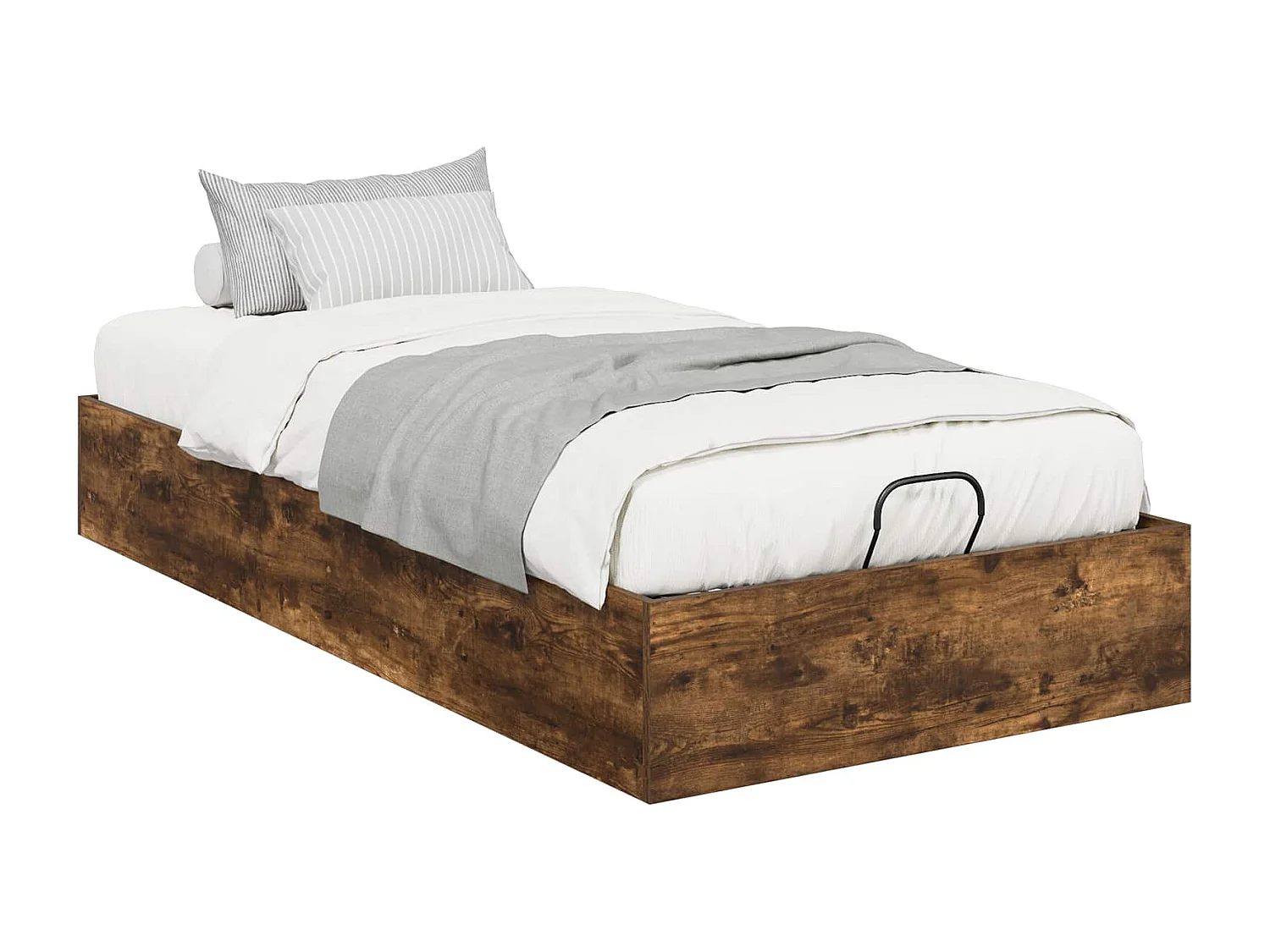 Berkfield Ottoman Bed Frame Smoked Oak 80.5 x 200 cm Engineered Wood
