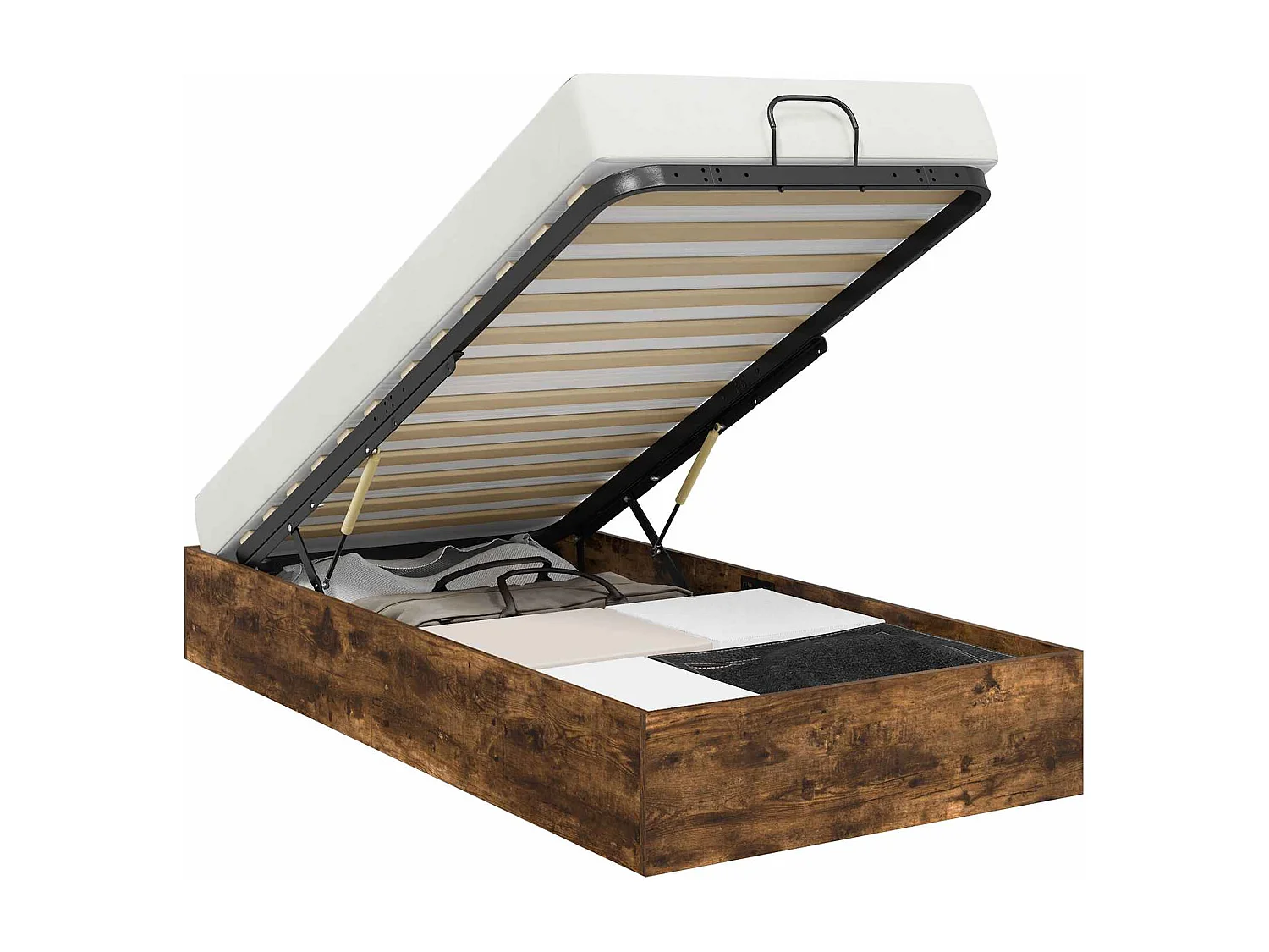 Berkfield Ottoman Bed Frame Smoked Oak 80.5 x 200 cm Engineered Wood