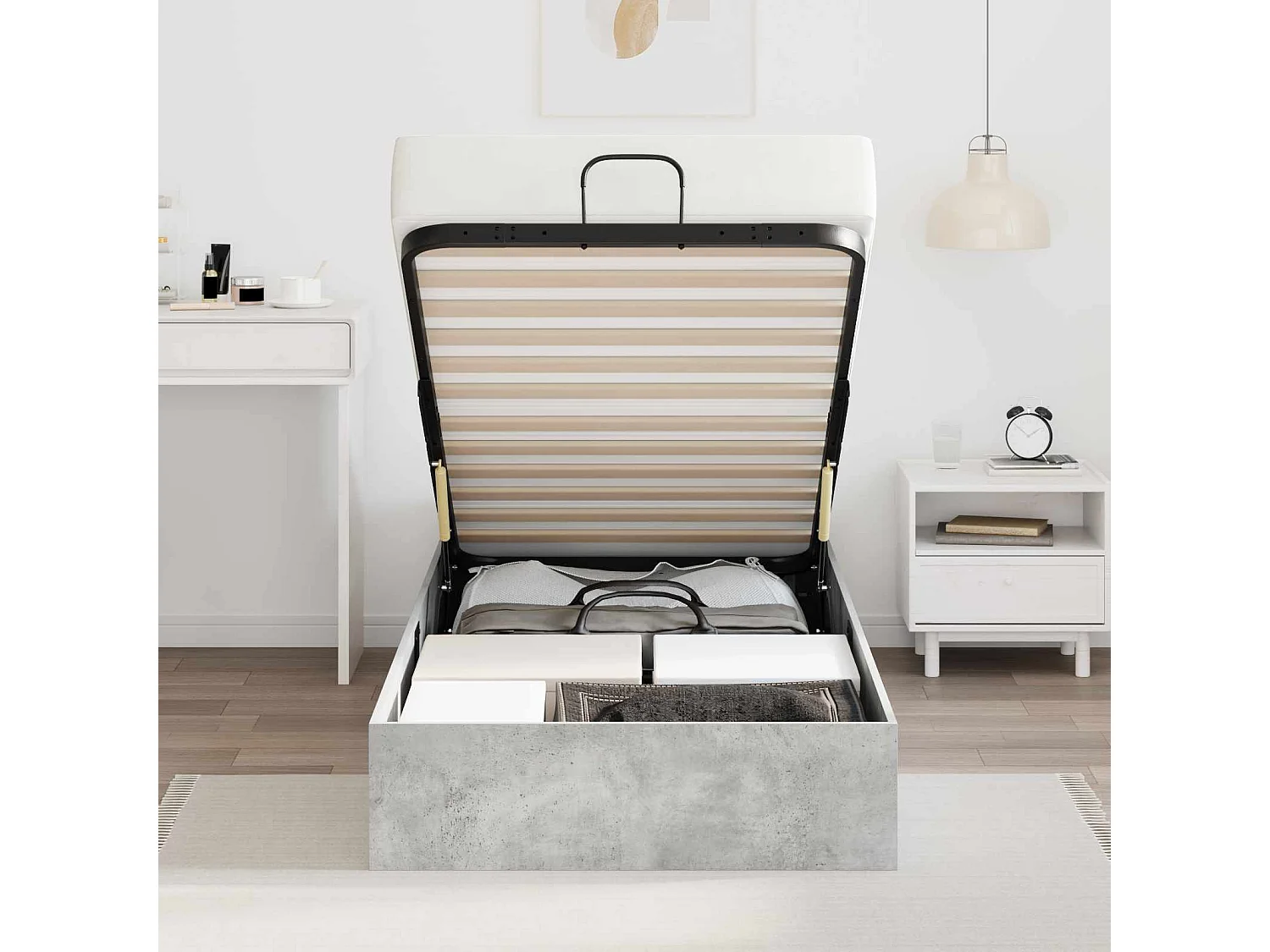 Berkfield Ottoman Bed Frame Concrete Grey 80.5 x 200 cm Engineered Wood