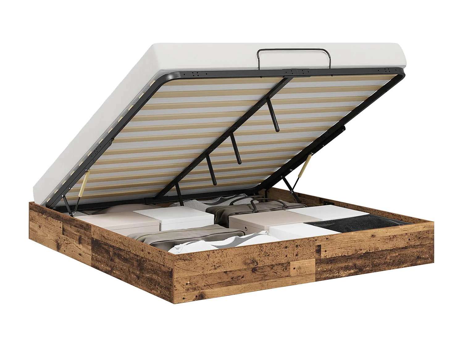 Berkfield Ottoman Bed Frame Old Wood 160 x 200 cm Engineered Wood
