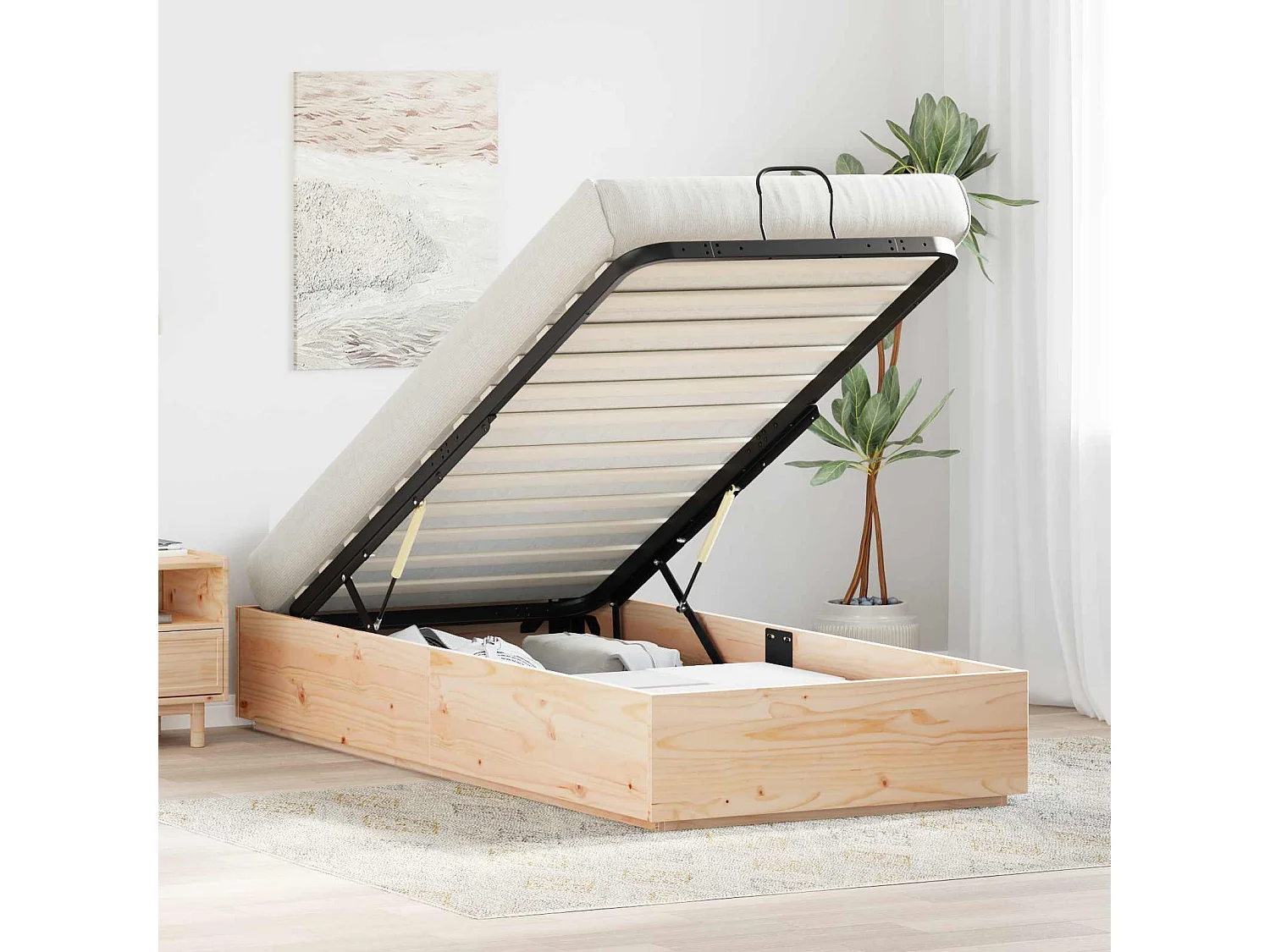 Berkfield Ottoman Bed Frame Natural 80 x 200 cm Solid Pine Wood