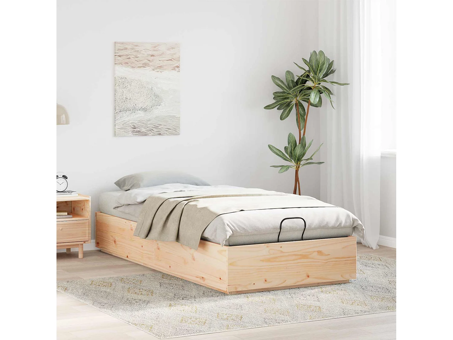 Berkfield Ottoman Bed Frame Natural 80 x 200 cm Solid Pine Wood