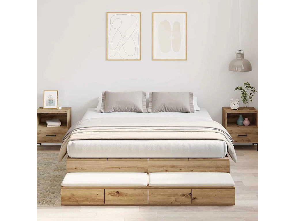Berkfield Storage Bed Frame Artisan Oak 150 cm Engineered Wood