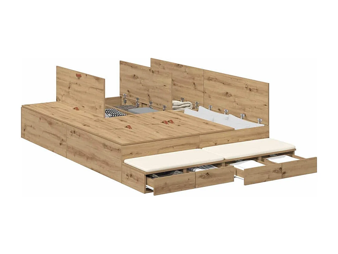 Berkfield Storage Bed Frame Artisan Oak 150 cm Engineered Wood