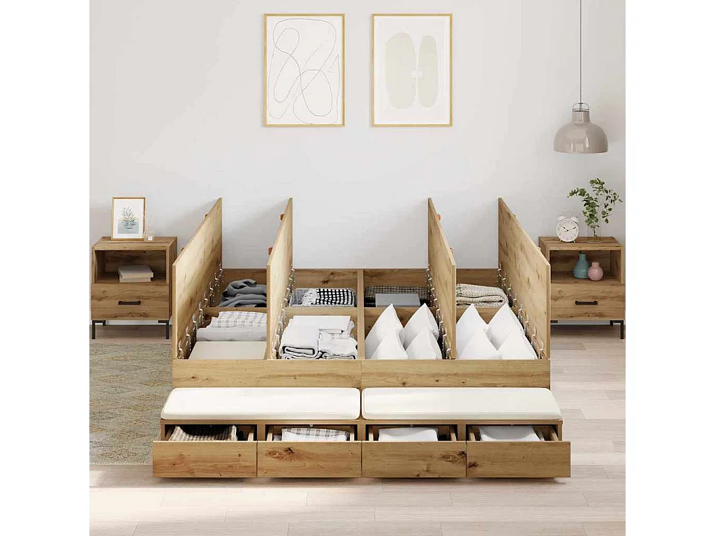 Berkfield Storage Bed Frame Artisan Oak 150 cm Engineered Wood