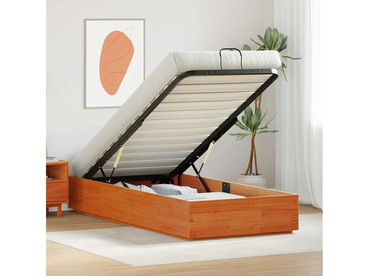Berkfield Ottoman Bed Frame Wax Brown 80 x 200 cm Solid Pine Wood